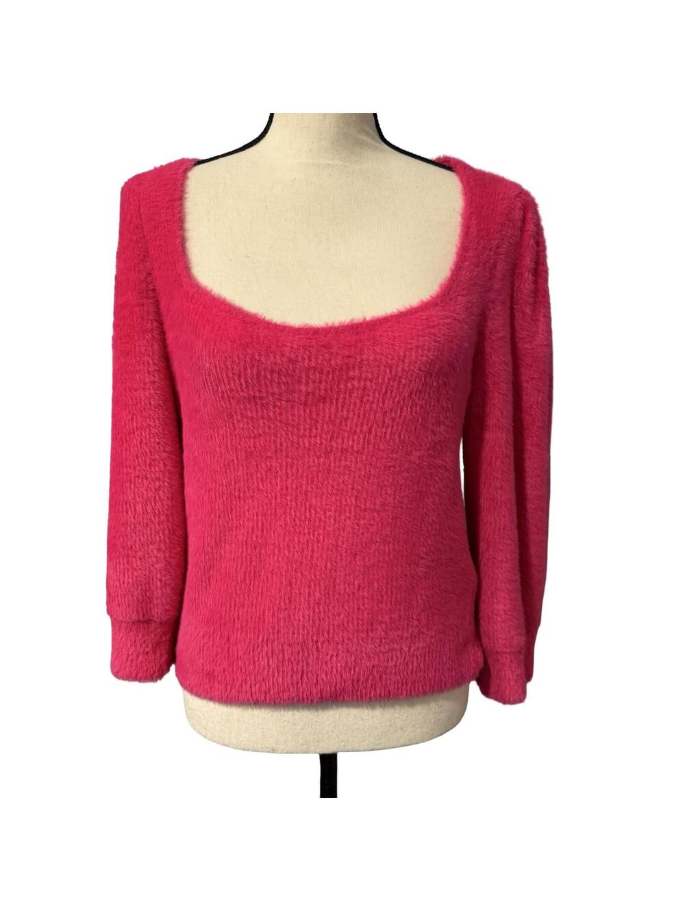 Free People Fuzzy Pink Scoop Neck Sweater - Size M